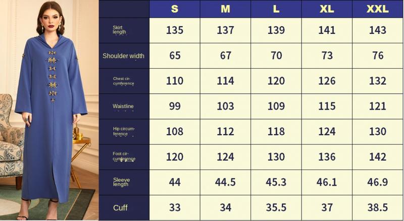 Product Introduction of Ba302 Water Green Hand-Stitched Glass Diamond Decorations Hooded Robe Middle East Southeast Asia Women's Robe 2