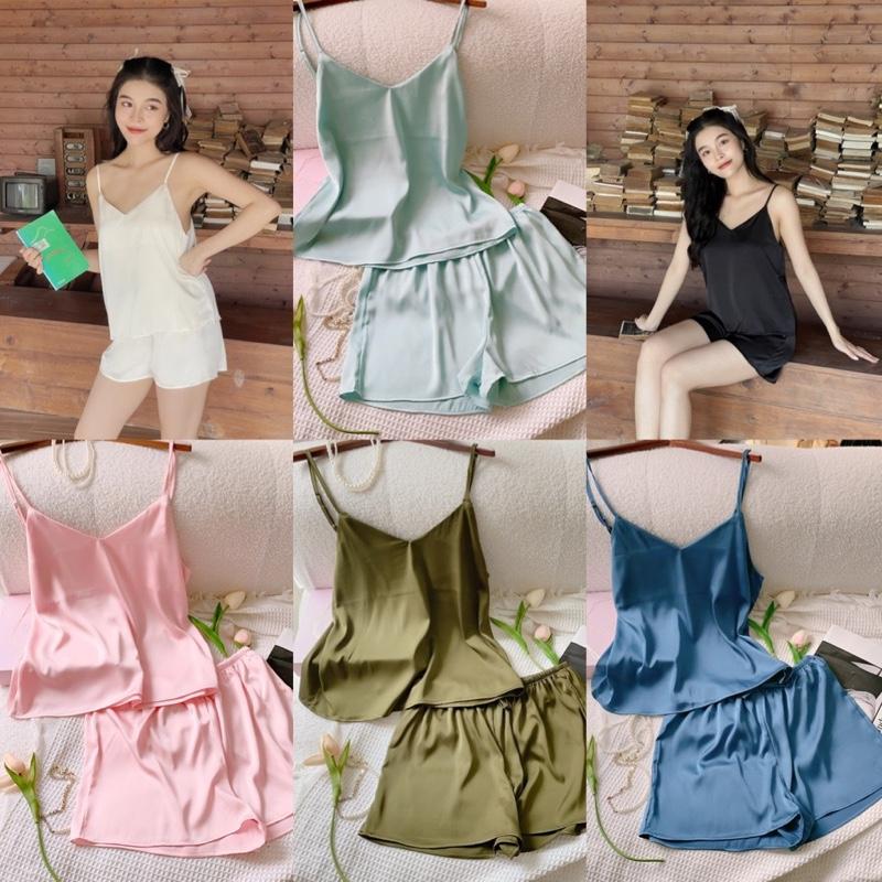  Bộ Áo Dây Quần Ngắn Lụa Maisleepwear Lụa Mặc Nhà Cao Cấp MS1184 