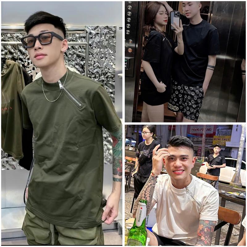  Áo Thun Khóa Chéo 6868 Hai Màu Đen Trắng Chất Liệu Cotton 2 Chiều Thấm Hút Mồ Hôi Thời Trang Nam Menswear Cổ Tròn 