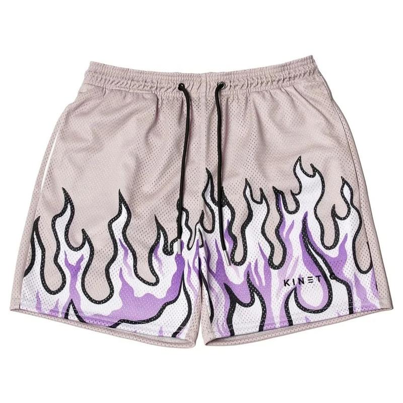 Product Introduction of Kinetic Shorts for Men, Fashion Brand Flame Shorts for Fitness Running Basketball Mesh Quick Dry Casual Summer 9