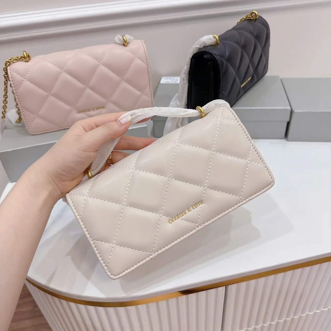 Túi xách nữ trám size 20 phun box đeo chéo kẹp nách vừa đt
