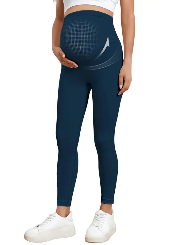 Women's Minimalist Solid Maternity Leggings, Pregnancy Plain High Waist Skinny Pants, Seamless Leggings for Daily Wear, Fashion Casual Maternity Pregnancy Bottoms for Women Lady, Pregnancy Clothes, Maternity Clothing 3