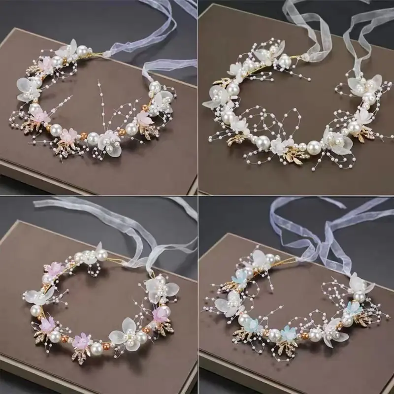 Bando Mutiara Bunga Elegan Buatan Tangan Berkualitas Bando Bandana Headpiece Aksesoris Rambut Wanita 1
