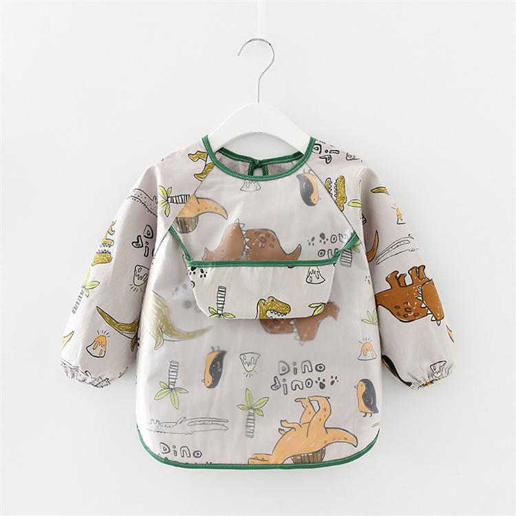Product Introduction of Newborn Baby Bibs Blouse Waterproof Long-sleeved Reverse Dressing Infant Eating Clothes Apron Bib Protective Clothing 2