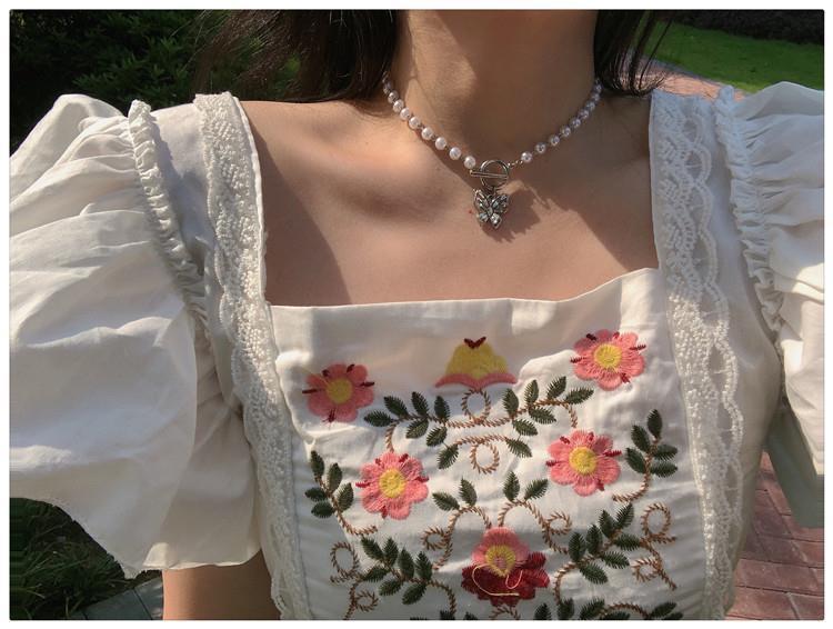 Product Introduction of Luxurious Luxurious California Girl ~ Super Fairy Diamond-Studded Pearl Butterfly Collarbone Chain Cool Disco Choker Necklace Neck Chain Trend 9