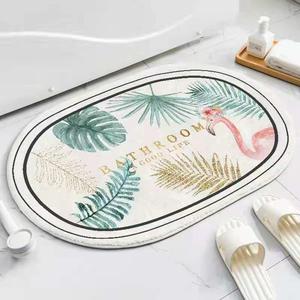 พรมเช็ดเท้าติดห้องน้ําสีดําสีขาวสไตล์นอร์ดิก Bath สักหลาด