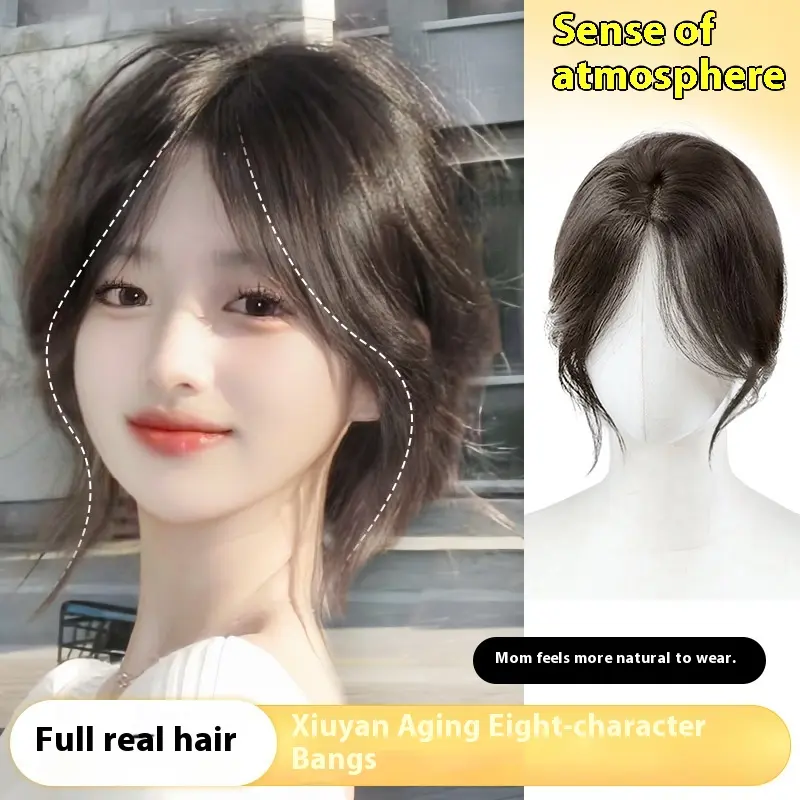 25cm 100% Human Hair Piece Black And Mocha Brown Hair Topper Hair Replacement Cover White Hair Breathable And Lightweight Wig Increase Hair Volume For Woman