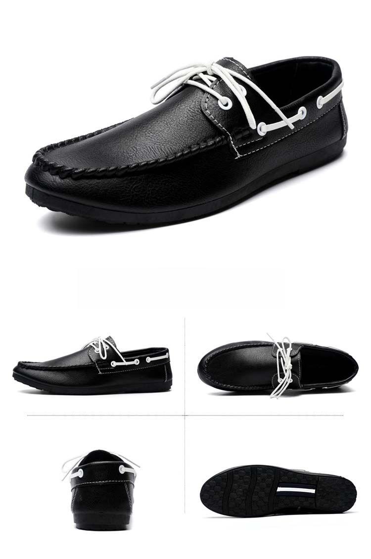 Product Introduction of Round Toe Shoes Casual Men's Slip-on Leather Shoe Flat Lightweight Breathable Dress Shoes 2024 New 25