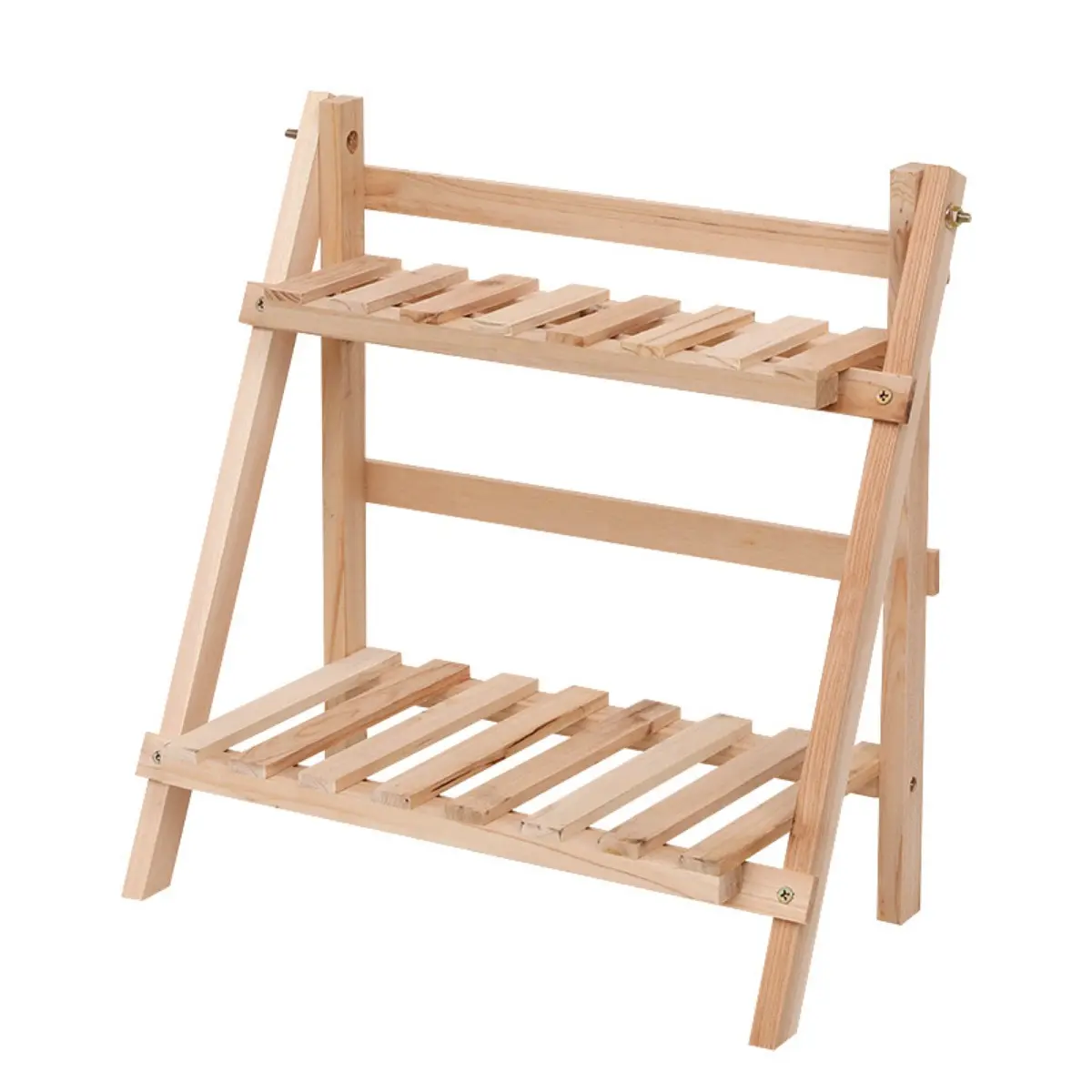 Solid wood double-layer desktop trapezoidal shelf i wind simple dormitory storage and finishing green dill flower stand