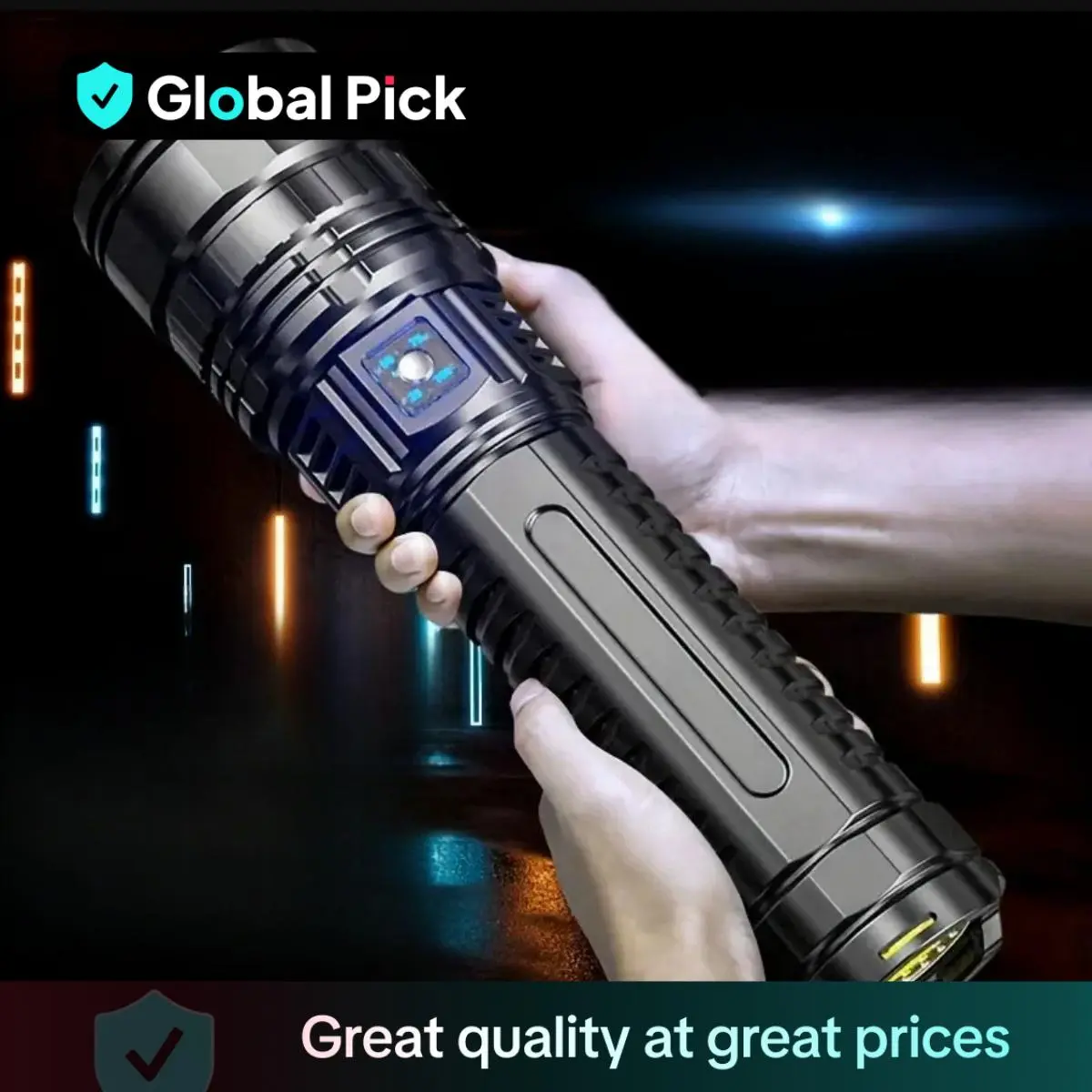 Rechargeable High-Power LED Flashlight, 5 Modes Zoomable Lantern with Long-Range Beam and COB Light, Portable Outdoor Pocket Light for Hiking, Durable, Tactical Equipment, Camping Lamp, Camping Gear