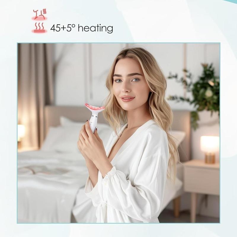 Portable 7 Color Facial & Neck Face Massager, 1 Box Vibrating Neck and Face Massager Tools, Electric Facial Skin Care Tool for Women 6