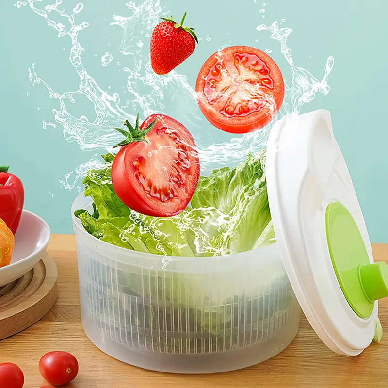 Máy Sấy Xoay Salad, Rổ Ráo Nước Thực Phẩm Rau Củ Quả, Máy Khử Nước, Giặt Nhanh Và Sấy Khô, Máy Trục Ly Hợp Thủ Công Dụng Cụ Gia Đình Nhà Bếp 8