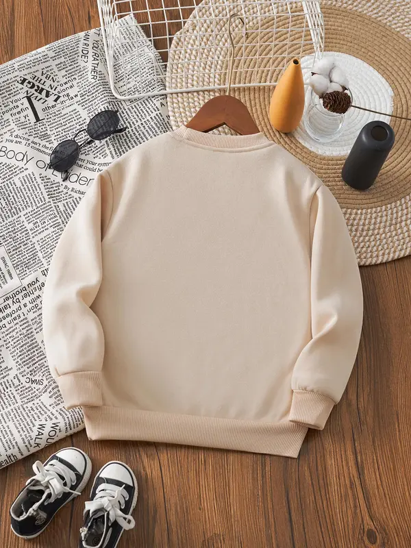 Girl's Letter Print Crew Neck Sweatshirt, Casual Long Sleeve Pullover for Fall & Winter, Kids Clothes for Daily Wear 6