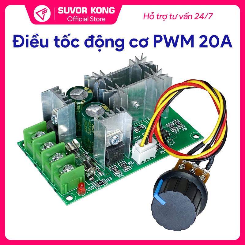 Mạch điều tốc động cơ DC PWM 9V-60V 20A chiết áp nối dài 20cm