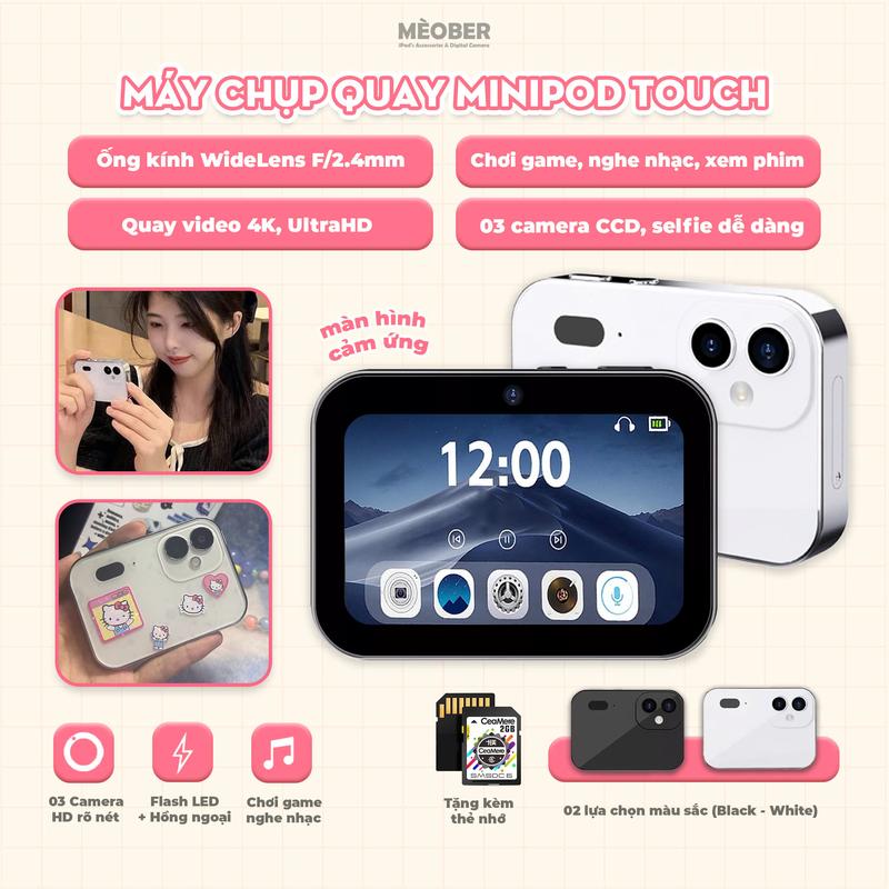 Tặng thẻ nhớ Máy Chụp Quay MiniPod Touch Camera - Giải trí đa phương tiện chơi game xem phim thiết kế nhỏ gọn triple camera by MèoBer