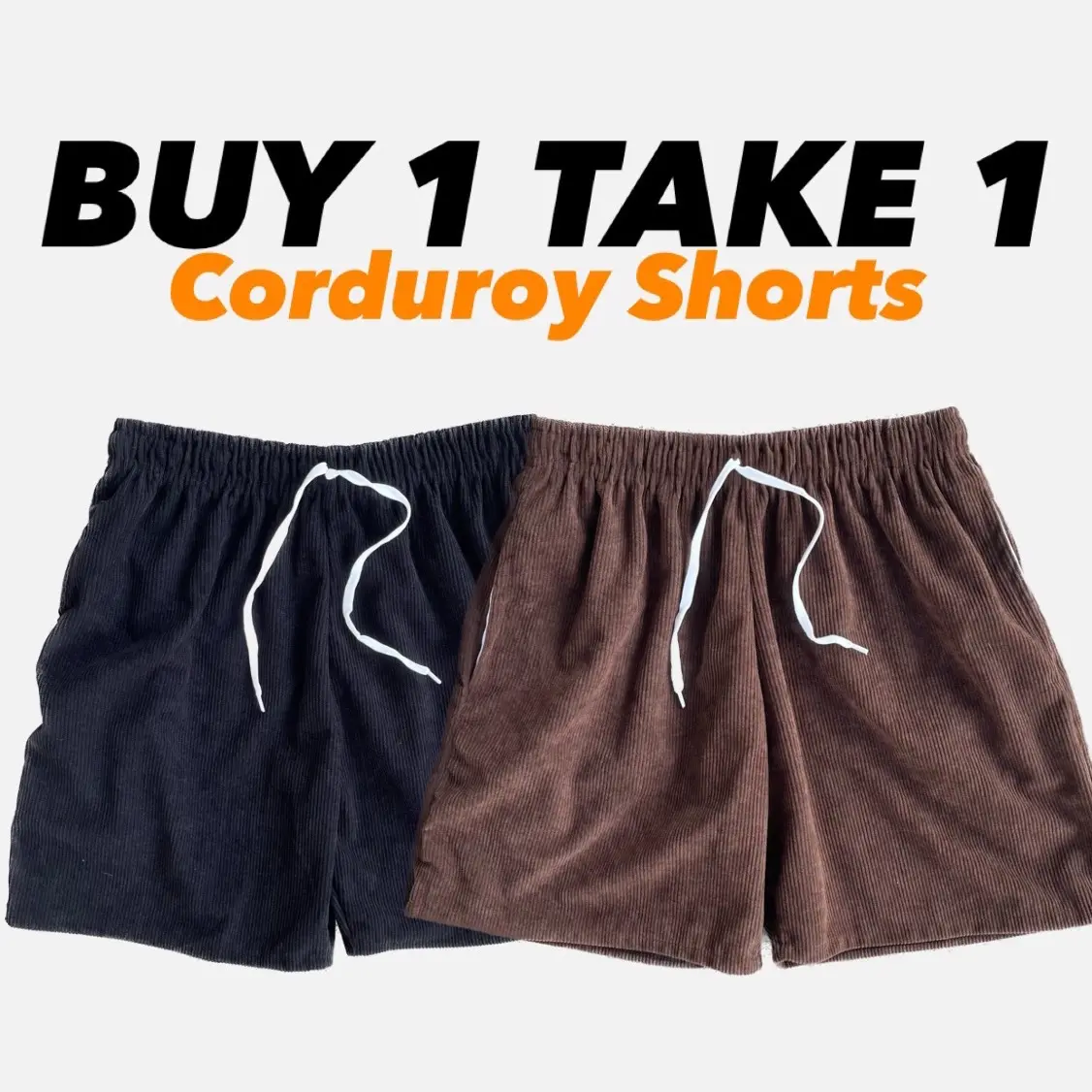 JJF. (BUY 1 TAKE 1) Corduroy Fabric 2 Pockets Basic Design Unisex Regular and Big Size Casual Slim-fitting Plain Menswear Short Classic Comfy Day Garterized Tropical