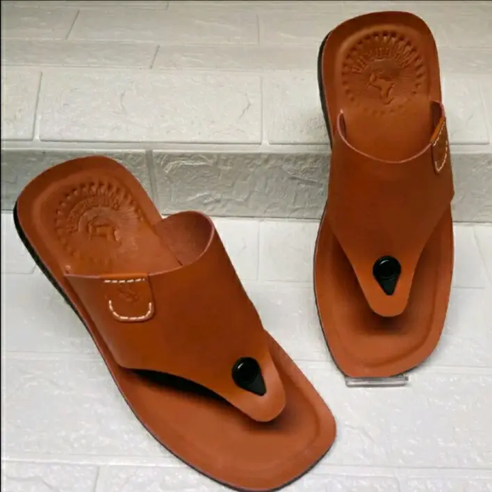 sandal kulit japit model terbaru kulit asli 100% COD Sandal jepit Coklat Hitam