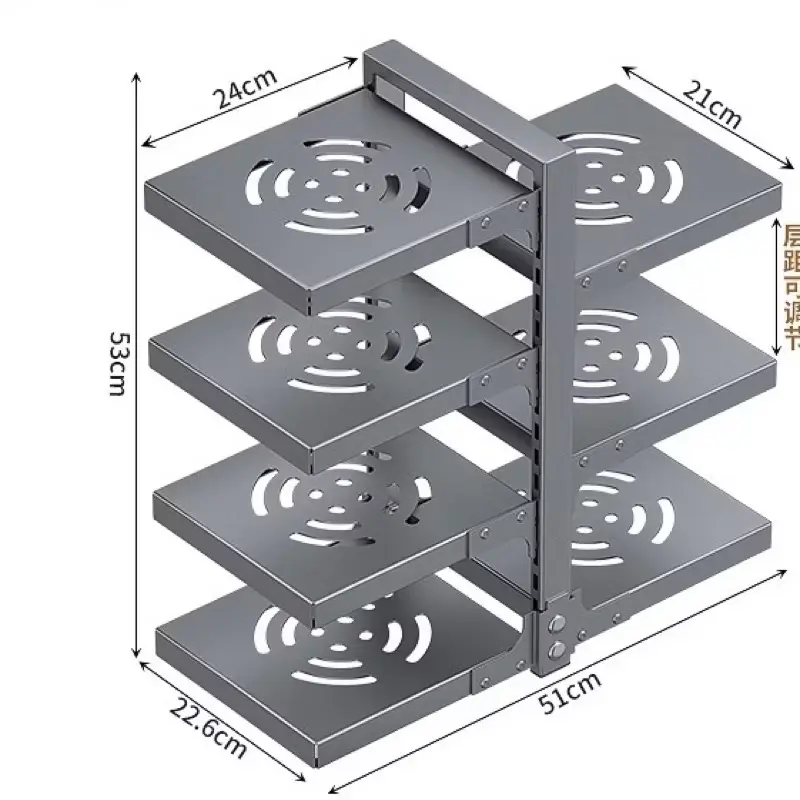 Kệ để xoong nồi nhiều tầng 4+3 tầng có thể điều chỉnh lên xuống 7