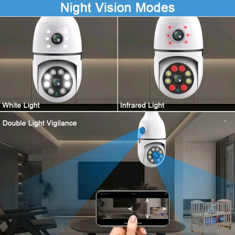 Bohlam Ptz 2 kamera IP Camera Dual Lens Smart Kamera Cctv 1