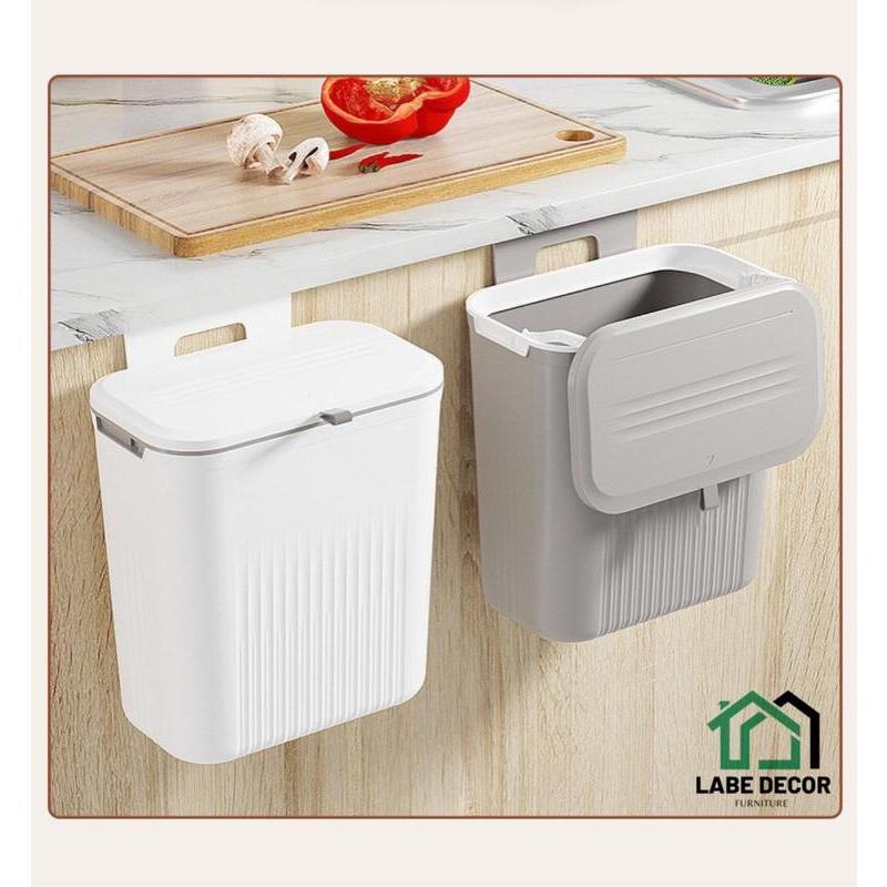 Thùng rác treo tủ bếp,treo tường đa năng - thùng 12L nhà tắm dán tường, có nắp đậy thông minh 0