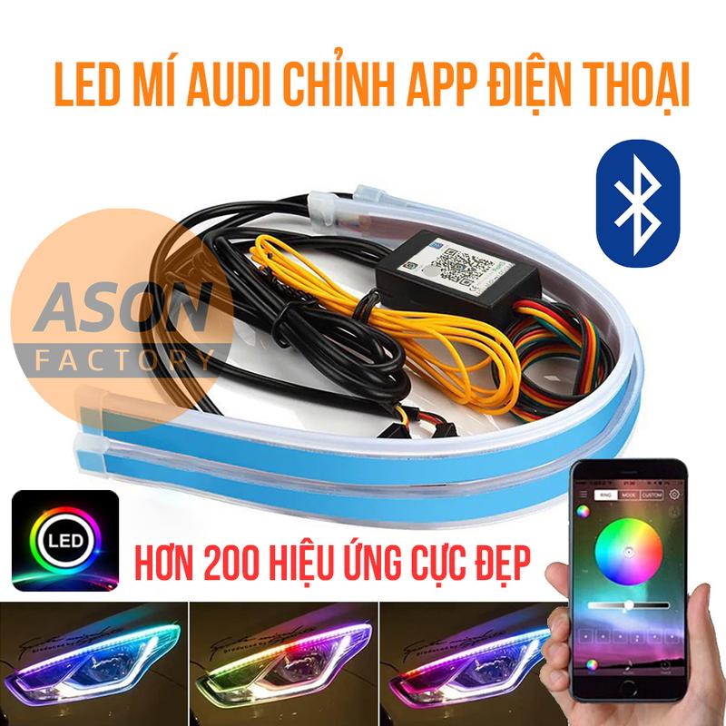[CHỈNH APP] Bộ 02 dây  Led mí Audi chạy đuổi RGB đa màu CHỈ lắp xe máy, ô tô con DC12v - KHÔNG LẮP CHO XE ĐIỆN KỂ CẢ QUA HẠ ÁP