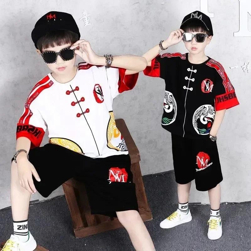 Bộ Đồ Bé Trai Cotton Nguyên Chất AG SHOP, ngắn Tay, Thời Trang Sành Điệu, Phong Cách Trung Quốc, Trang Phục Biểu Diễn, Phong Cách Trung Quốc, Thích Hợp Cho Mùa Hè, Xu Hướng Trung Quốc, [Angel] ✨ [Hàng Mới Về] 1