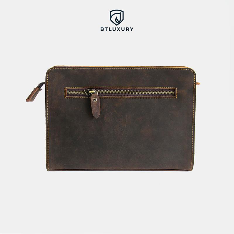 Clutch Nam President, Túi Cầm Tay Nam Da Bò Sáp, Túi Xách Nam Thương Hiệu BTLUXURY
