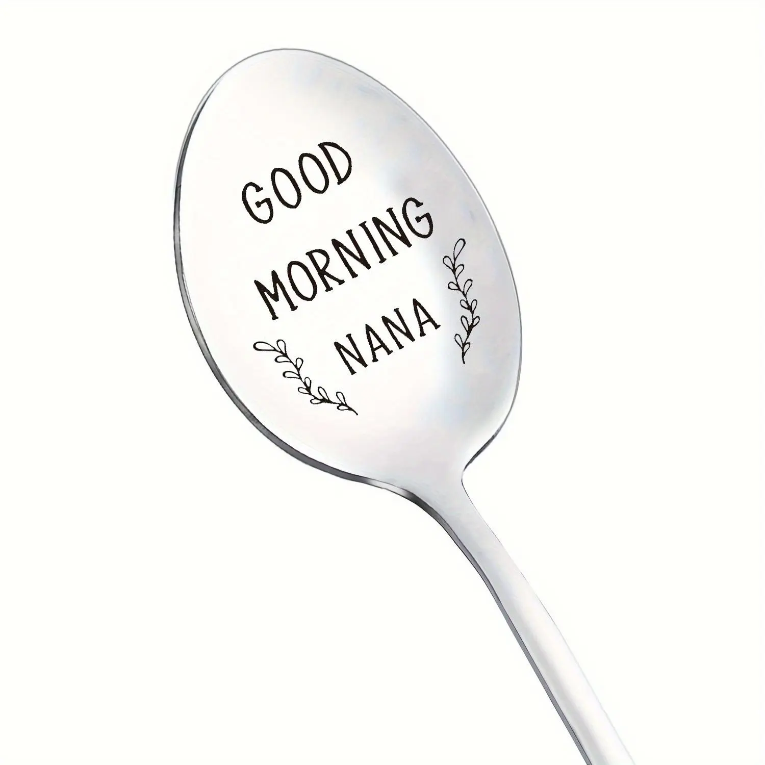 Stainless Steel Engraved Teaspoon, 1 Count Good Morning Nana Coffee Spoon, Ideal Gift for Grandma on Birthday, Mother's Day, Christmas