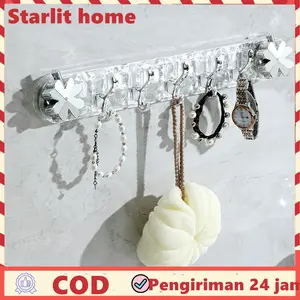 Gantungan Baju Gantungan Kait Dinding  Premium  Gantungan tanpa perlu membuat lubang hanger gantungan toilet serbaguna gantungan handuk kamar mandi tempel Gantungan Tempel Dinding Baju 6 Kait Bisa Digeser Desain Elegen Hanger Tempel Gantungan Baju Dinding