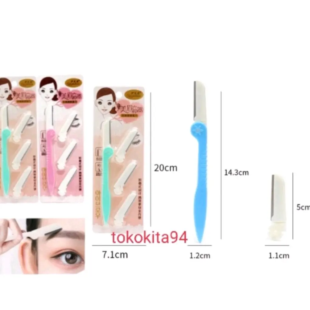 Cukur Alis Lipat 1Set Free 3 Pcs Refil Pencukur Alis 4in1 Spons & Aplikator