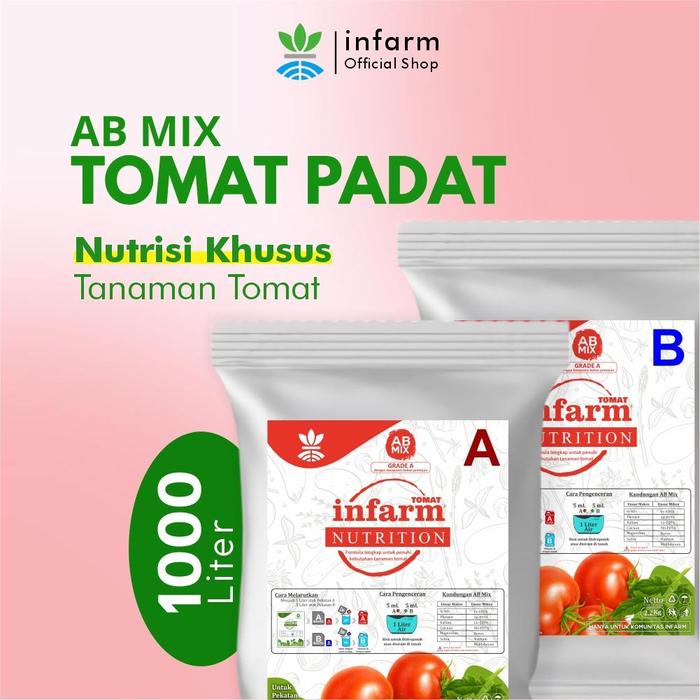 Gambar INFARM - Pupuk AB Mix Hidroponik Besar Tomat 1000  Liter Unsur Makro Mikro Tanaman Sehat Tumbuh Subur Mudah Tumbuh Buah AB Mix Powder Hydroponic Infarm Premium Kualitas Tinggi Nutrisi Buah Tomat Pelebat Buah Tomat  Anti Rontok Daun Buah Bunga Anti Hama dari Infarm Kota Surabaya Tokopedia