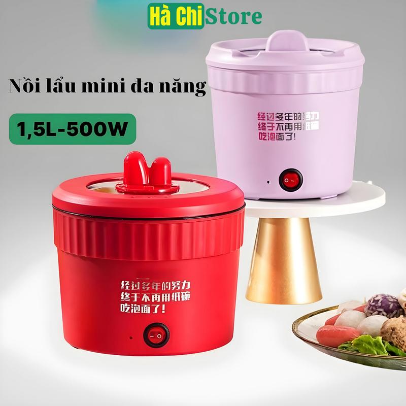 Nồi lẩu điện mini đa năng, ca nấu mì, cốc ăn lẩu Cô Đơn hotrend, dung tích 1.5L công suất 500W phủ chống dính Nồi Điện Nấu Ăn