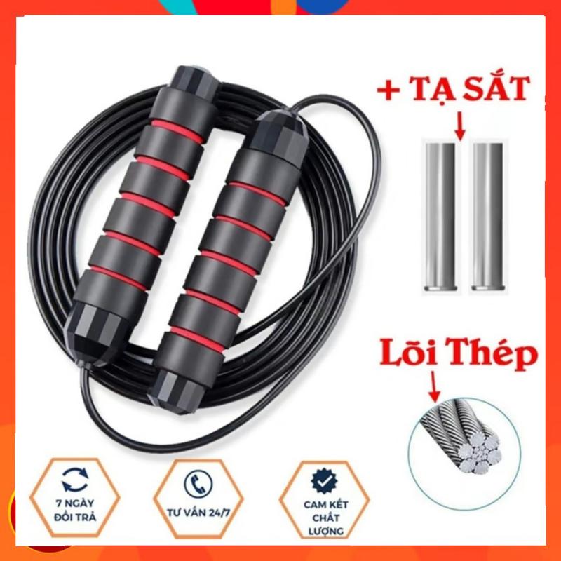 Dây Nhảy Tập Thể Dục Giảm Cân Lõi Thép Tay Cầm Bọc Xốp Êm Tay   Có Tạ Tăng Gấp Đôi Hiệu Quả Luyện Tập Giảm Cân Tại Nhà 0