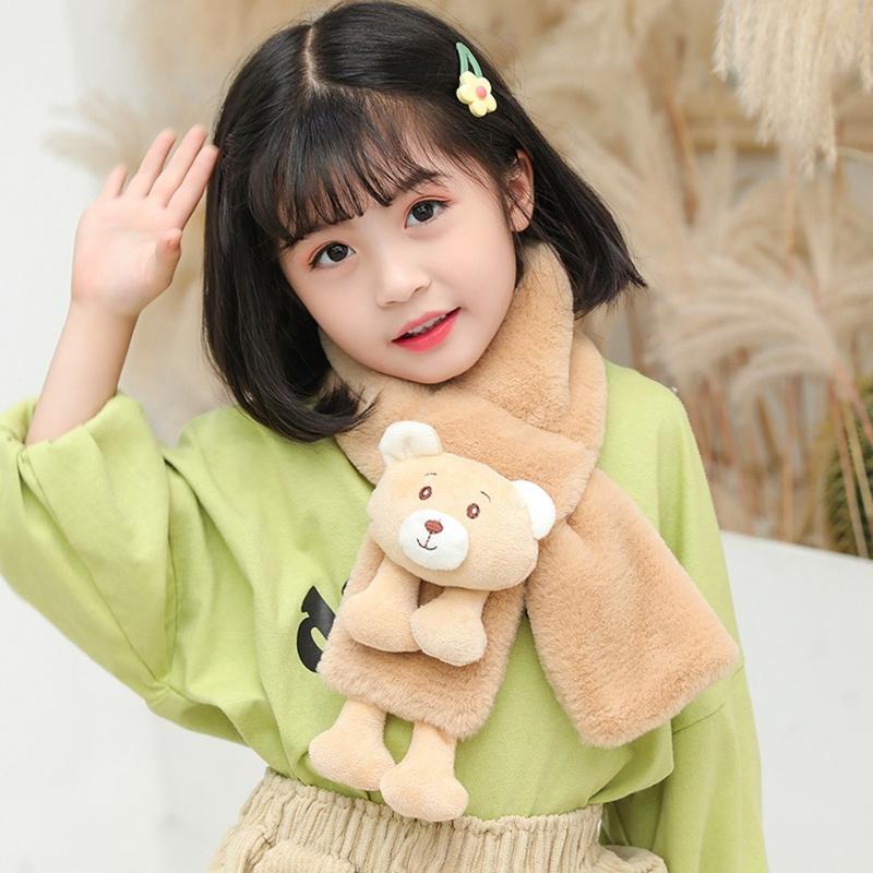 Product Introduction of Soft Cartoon Bear Winter Scarfs Neck Protection Cute Plush Neckscarf Neck Accessories Warm Children's Scarf for Boys Girls 17