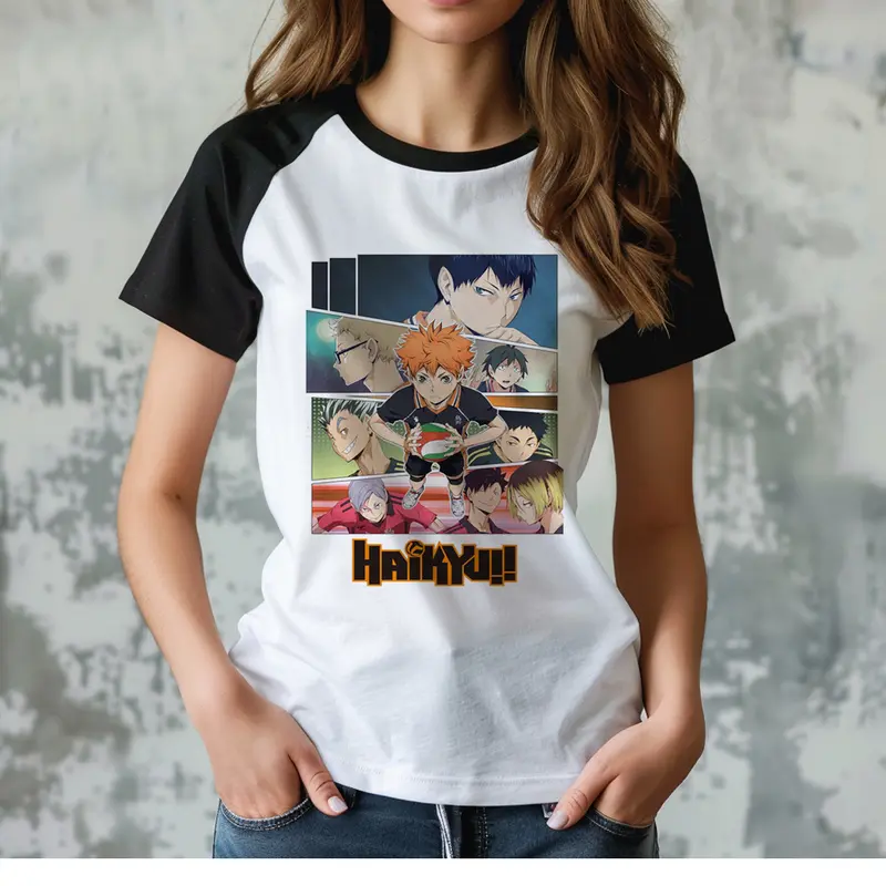 Áo Thun Haikyuu, Nam Và Nữ, Phong Cách Harajuku, Màu Trắng, In Hình Nhật Bản, Áo Thun Thường Ngày Áo Thun Họa Tiết Tumblr 4