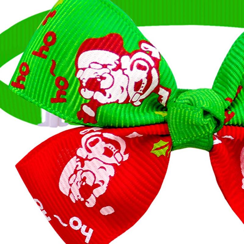 Product Introduction of Pet Bow Tie Christmas Series Pattern Decorative Adjustable Pet Dogs Cats Bowknot Collar for Festival Practical Cats Collar 1
