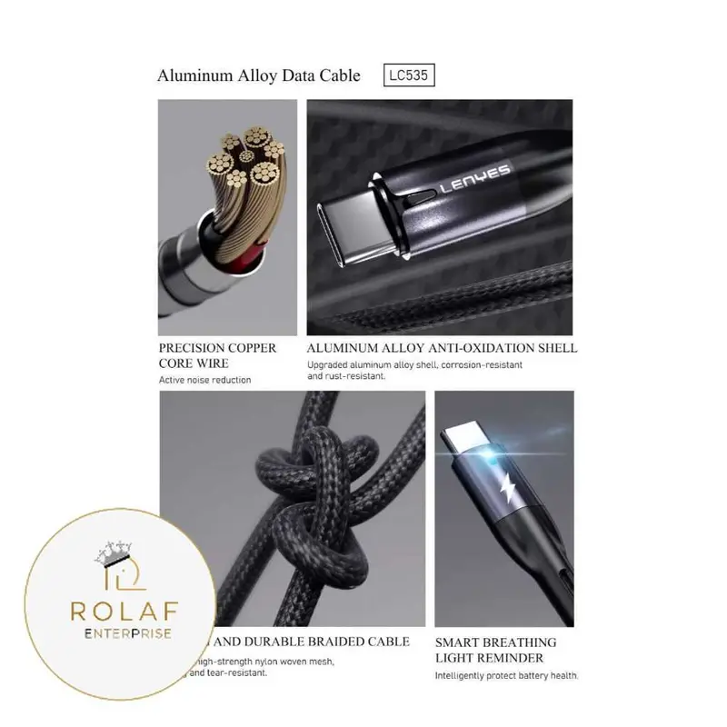 LENYES LC535 60W Kabel Data Fast Charging Type C To Type C Data Cable Charger Braided Nylon 1 Meter 6