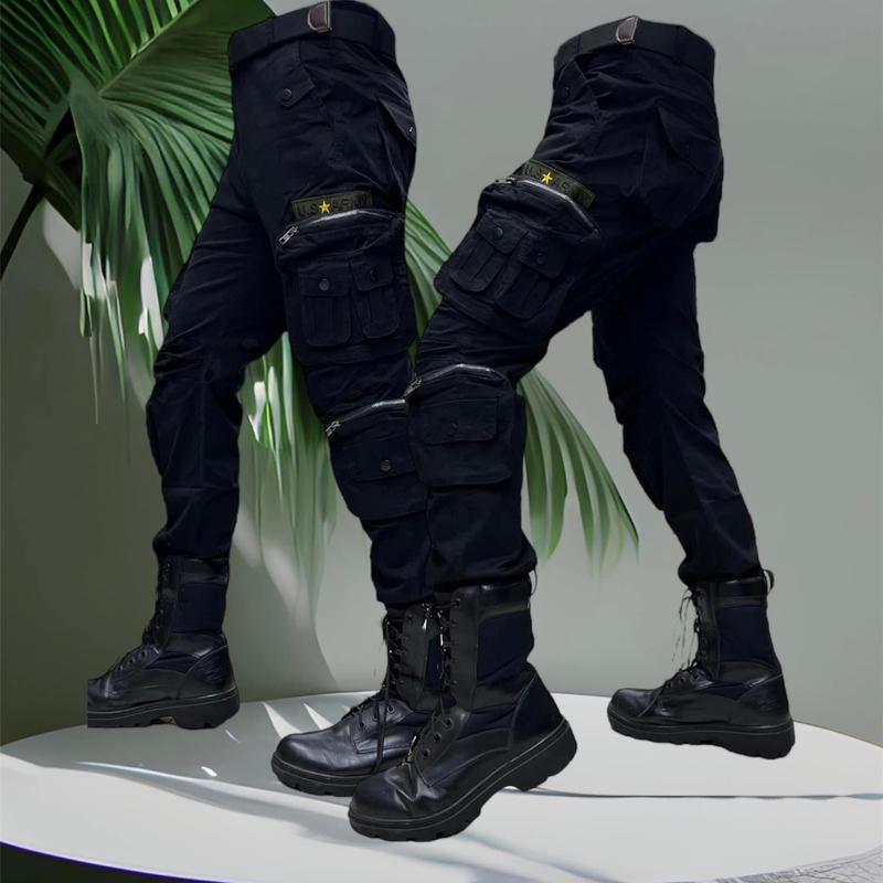 Quần lính kaki 8 túi hộp (801) chất kaki co dãn nam và nữ (27-38) đen/xanh/rằn ri Menswear Pants Có Túi Màu Đen Cargo Jean