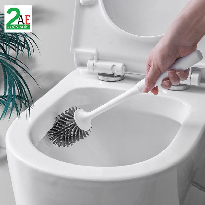 Cọ bồn cầu cao cấp kèm ống cắm Toilet Cao Su nhựa bền chổi tròn 0