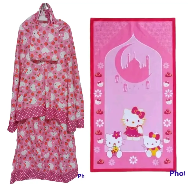 Mukena dan sajadah anak perempuan karakter usia 2-9th terbaru 2023 Katun Muslim Motif 0