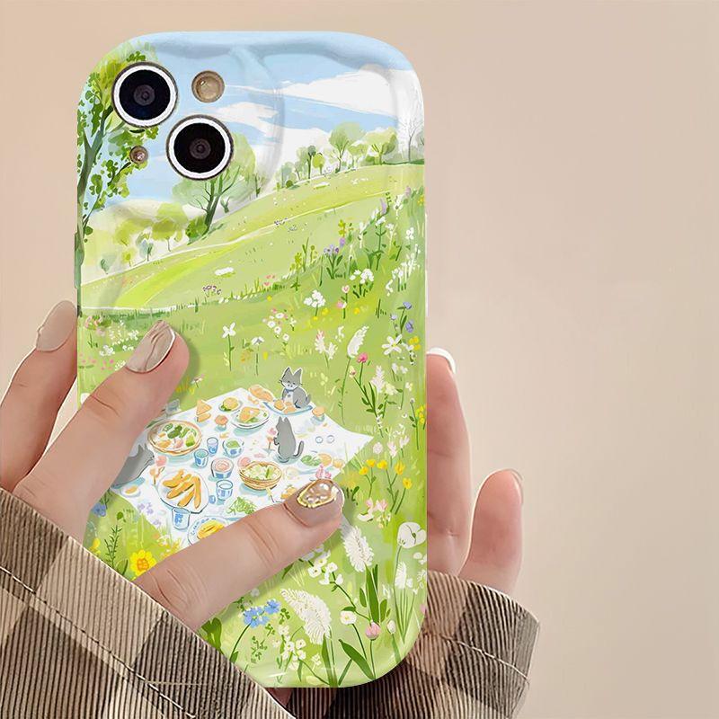 Product Introduction of Kitten Picnic for iPhone 15 Phone Case iPhone 15/14/13/12/11 Pro Cartoon XR/XS Max/8/7 2