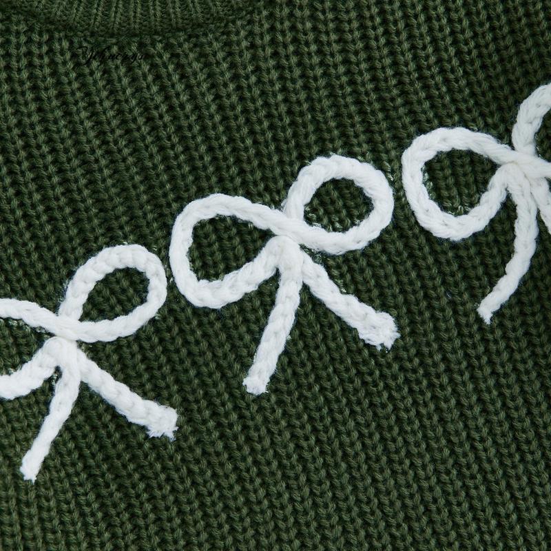 Product Introduction of Newborn Girl Sweater Casual Bow Embroidery Warm Knitted Long Sleeves Pullover Infant Knitwear for Toddler 41