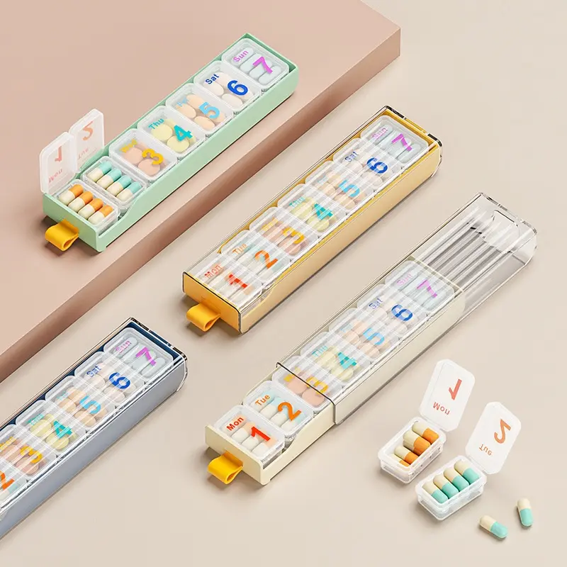 Seven Days Small Medicine Box Compartment Portable Mini Medicine Box With Lid Sealed Medicine Box Moisture-Proof Medicine Storage Box
