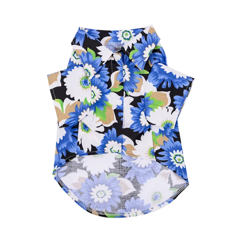 Xiahaone-Áo Thun Cho Chó Con, Phong Cách Bãi Biển Hawaii, In Hoa Cúc, Polyester, Cổ Áo Chui Đầu, Áo Cánh Cho Thú Cưng, Trang Phục Mùa Hè 7