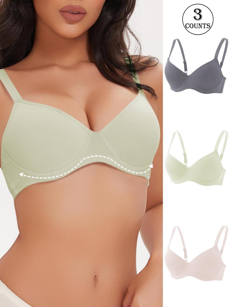 Product Introduction of Women's Solid Adjustable Strap Underwire Bra, Breathable Comfortable Push Up Bra, Soft Lingerie for All Seasons 4