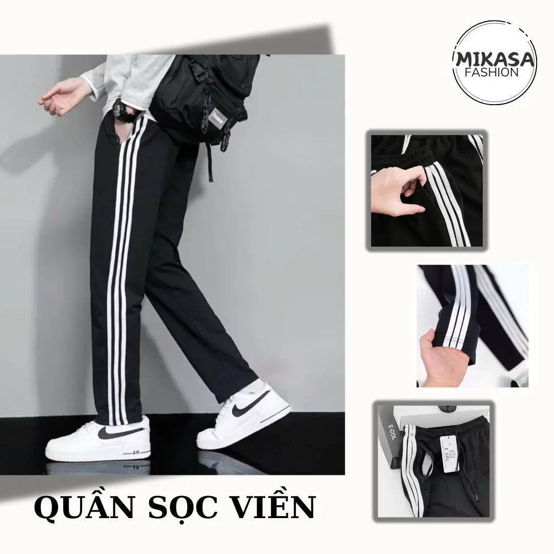 Quần jogger MIKASA thể thao unisex,Quần nỉ 3 Sọc vải poly cao cấp dày đẹp, co giãn tối đa