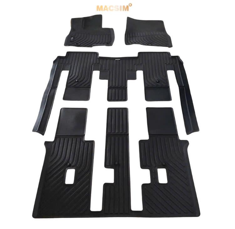 Thảm lót sàn xe ô tô Kia Carnival 2022+ bản 8 chỗ Nhãn hiệu Macsim chất liệu nhựa TPE cao cấp màu đen