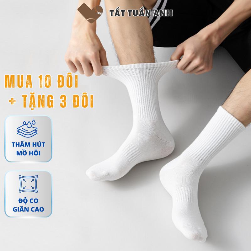 [TTA] [PREMIUM] [Set 10 ĐÔI TẶNG 3 ĐÔI ] Tất vớ thể thao cao , trung cổ nam nữ loại cao cấp chun bàn dày dặn ôm chân , lỗ thoáng khí giảm hôi chân Sport