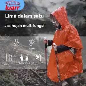 [Luarr]  Jas hujan darurat serbaguna portabel untuk kegiatan luar ruangan/survival di alam liar, tahan dingin dan hipotermia/tebal untuk bersepeda, anti angin, reflektif, jas hujan darurat untuk mendaki