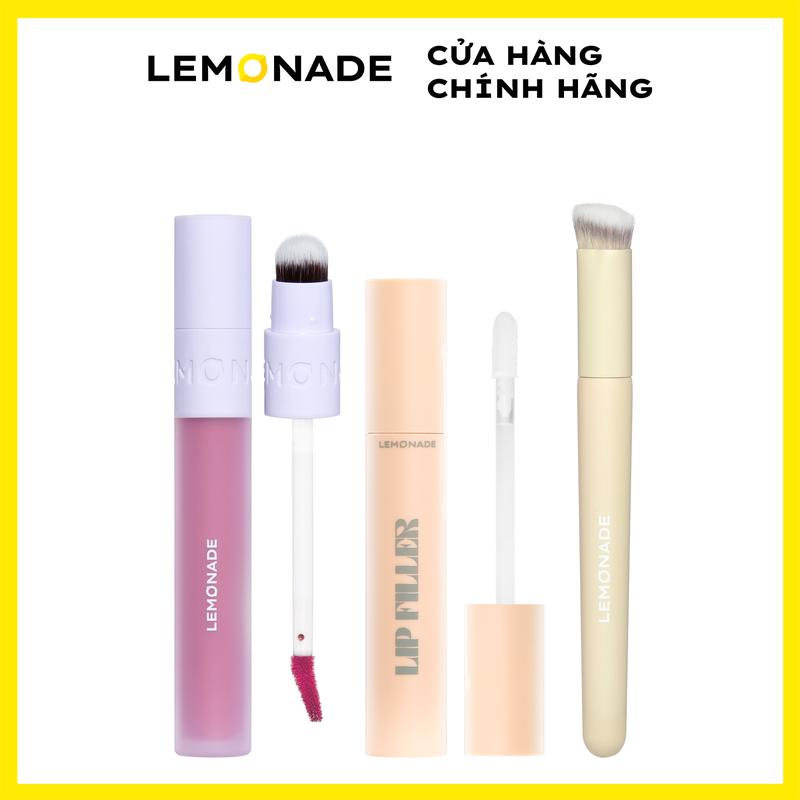 Combo 01 Son kem mịn lì thuần chay Lemonade Perfect Couple 3.5g và 01 Son lót dưỡng đầy môi Lemonade Lip Filler 4.5g và Cọ che khuyết điểm Lemonade Brush Concealer